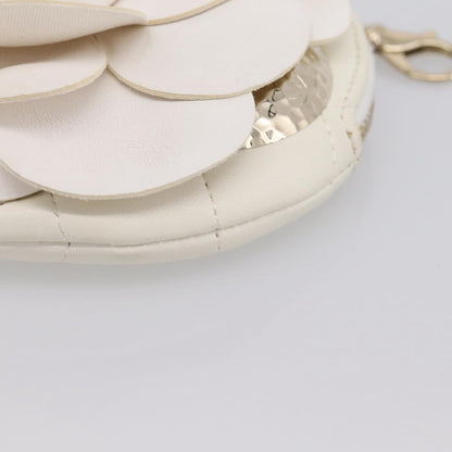 Chanel Camellia Round Clutch with Chain Lambskin, White, Leather, Clutch