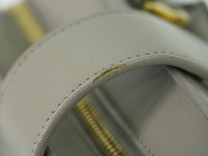Saint Laurent Monogram Cabas Leather, Gray, Leather, Tote Bag