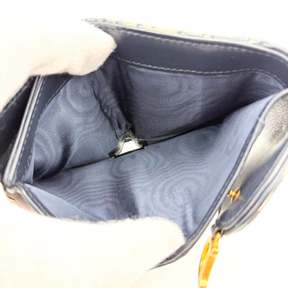 Christian Dior Saddle Flap Oblique Canvas, Navy, Canvas, Wallet