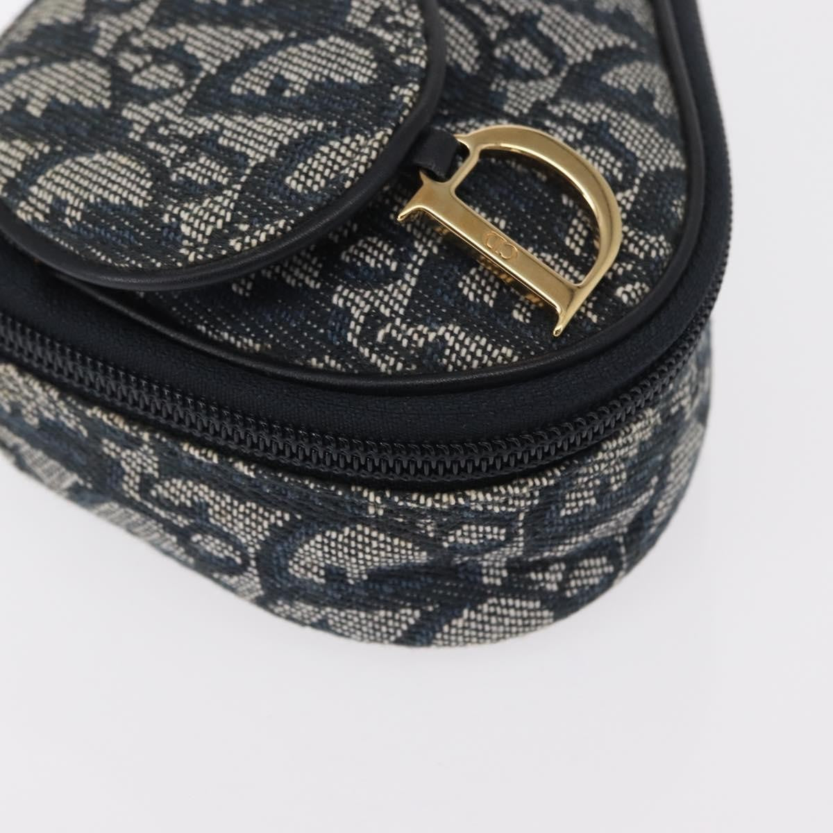 Christian Dior Saddle Zip Diorissimo Canvas, Blue, Canvas, Clutch