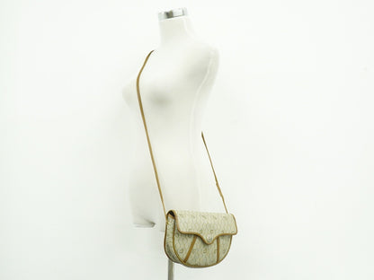 Christian Dior Vintage Honeycomb Canvas, Beige, Canvas, Shoulder Bag