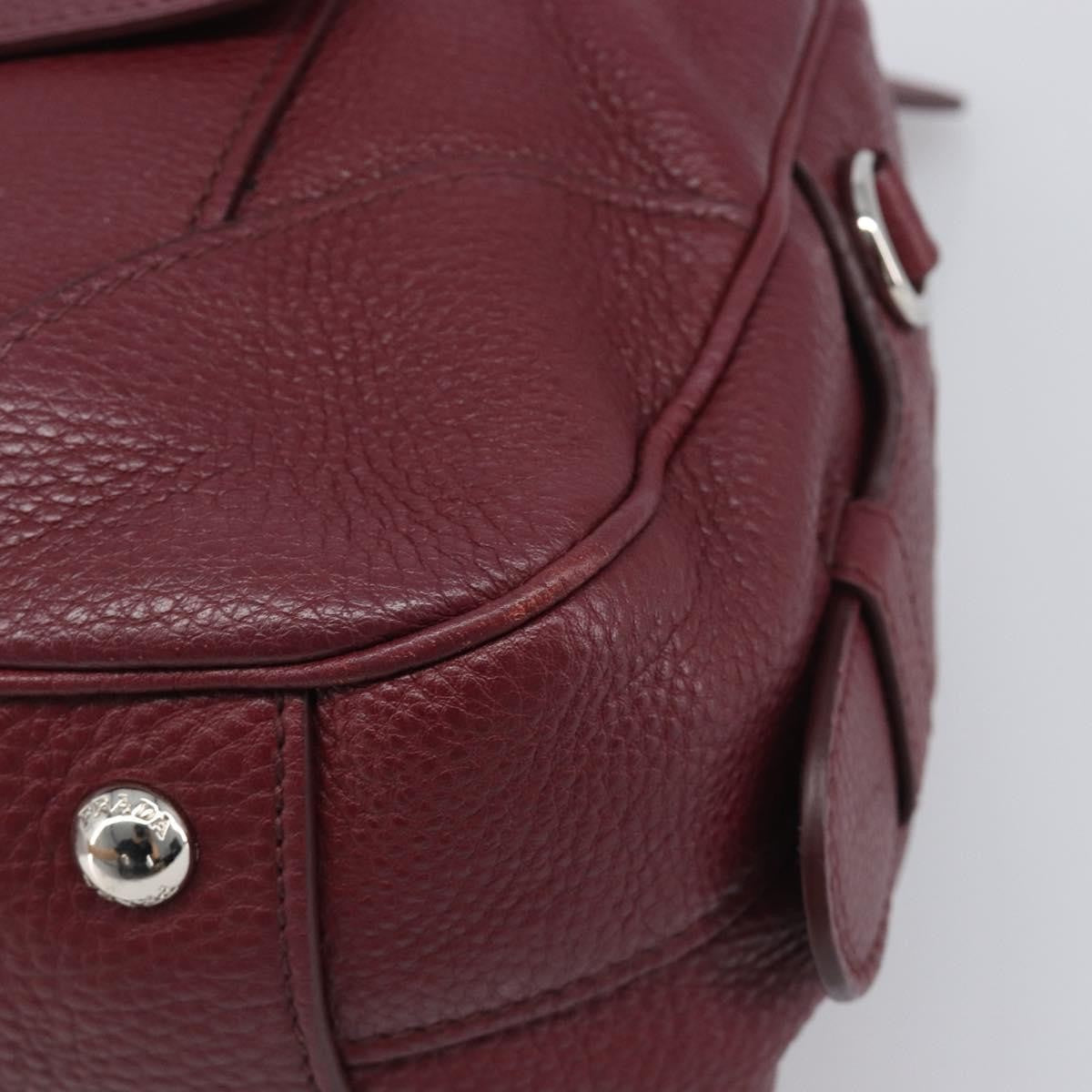 Prada Front Pocket Pushlock Convertible Boston Vitello Daino, Burgundy, Leather, Handbag