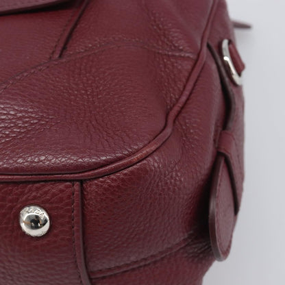 Prada Front Pocket Pushlock Convertible Boston Vitello Daino, Burgundy, Leather, Handbag