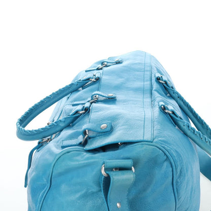Balenciaga Squash Duffle Leather, Blue, Leather, Handbag