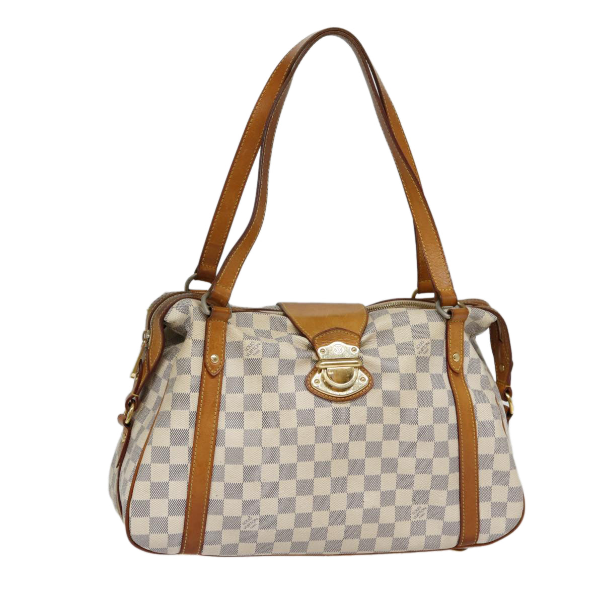 Louis Vuitton Stresa, White, Canvas, shoulder