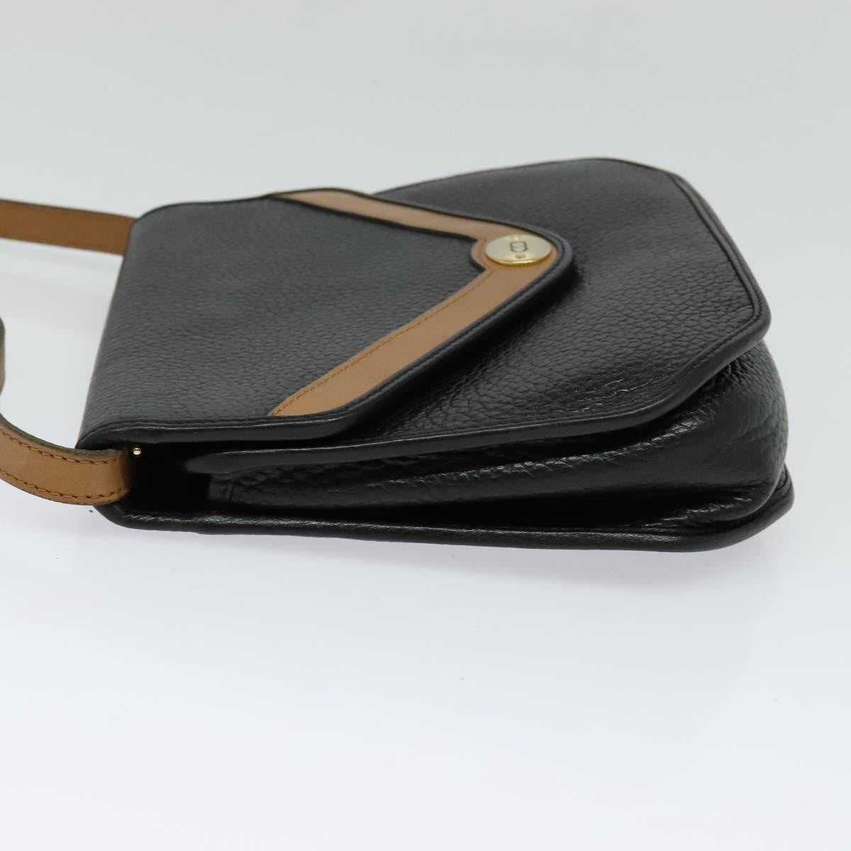 Christian Dior Vintage CD Flap Leather, Black, Leather, Shoulder Bag