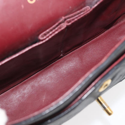 Chanel Vintage Square Classic Double Flap Bag Quilted Leather, BLACK, LEATHER, Shoulder bag