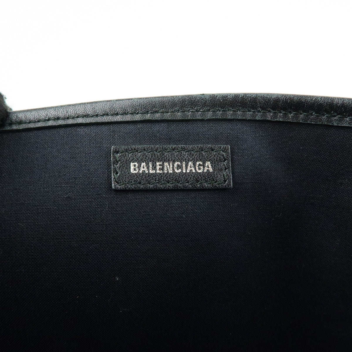 Balenciaga Navy Cabas Coated Denim with Leather, Blue, PVC, Tote Bag