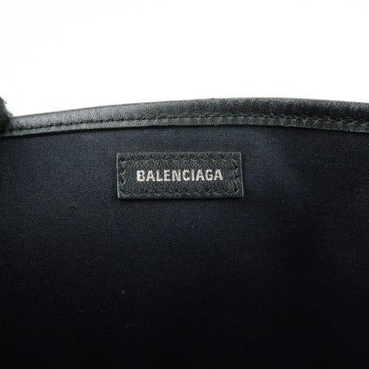 Balenciaga Navy Cabas Coated Denim with Leather, Blue, PVC, Tote Bag