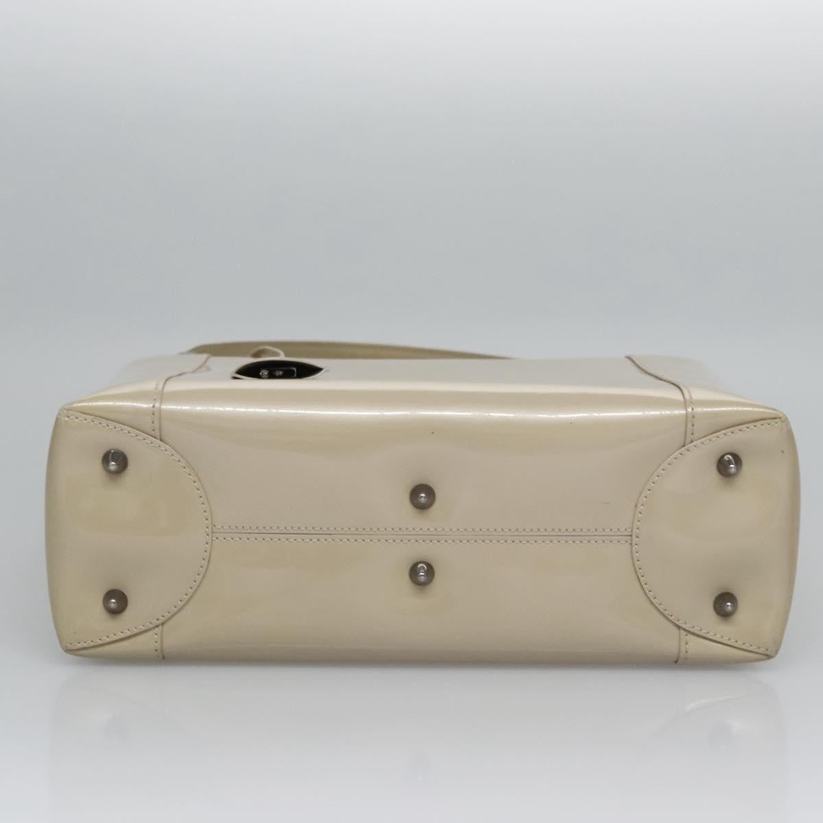 Christian Dior Pearl Lady Dior Patent leather, Beige, Patent Leather, Handbag