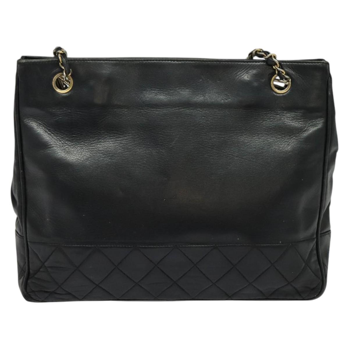 Chanel Vintage Grand Shopping Tote Quilted Calfskin, BLACK, LEATHER, Shoulder bag