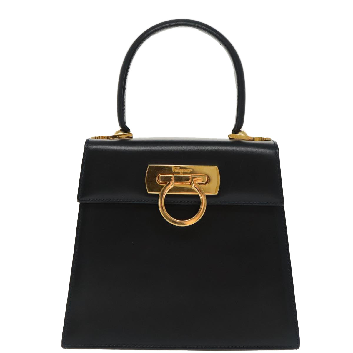Salvatore Ferragamo Convertible Top Handle Bag Leather, BLACK, LEATHER, Handbag