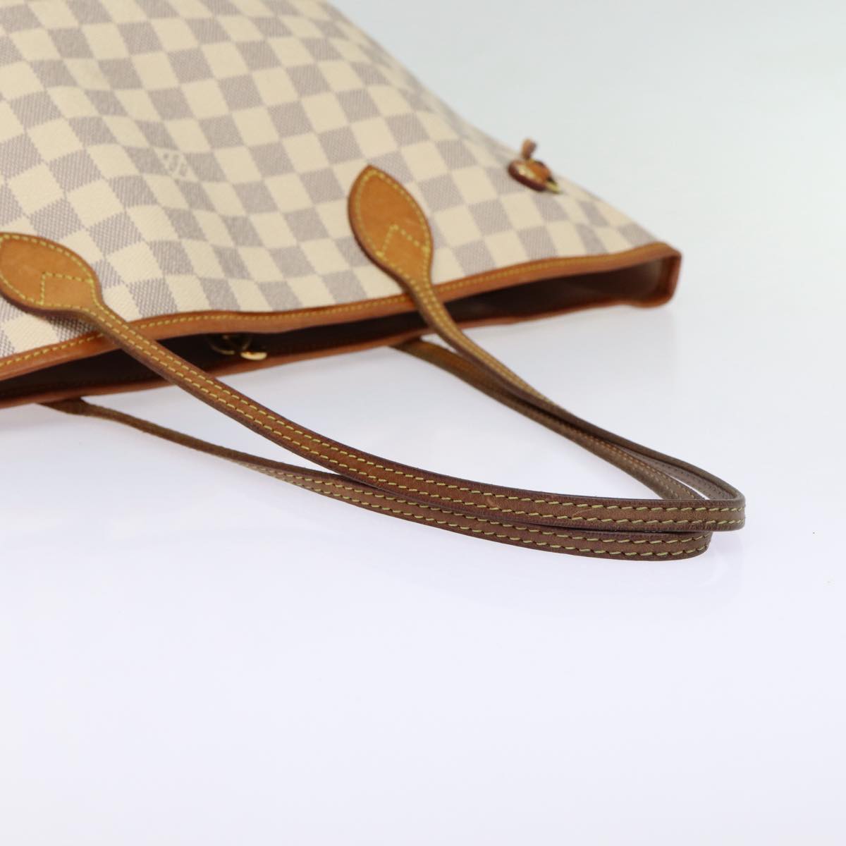 Louis Vuitton Neverfull MM, White, Canvas, tote