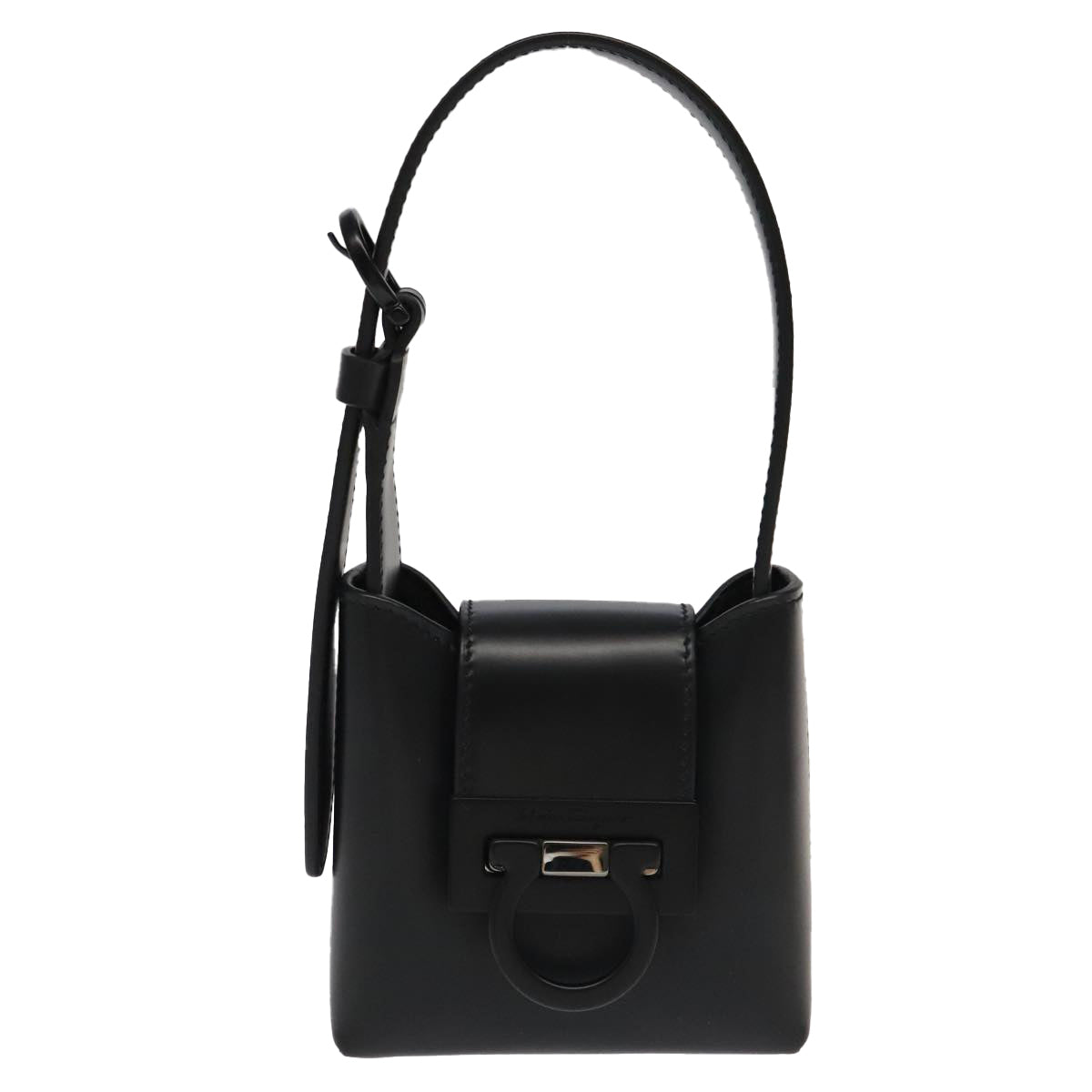 Salvatore Ferragamo Gancini, Black, Leather, handbag