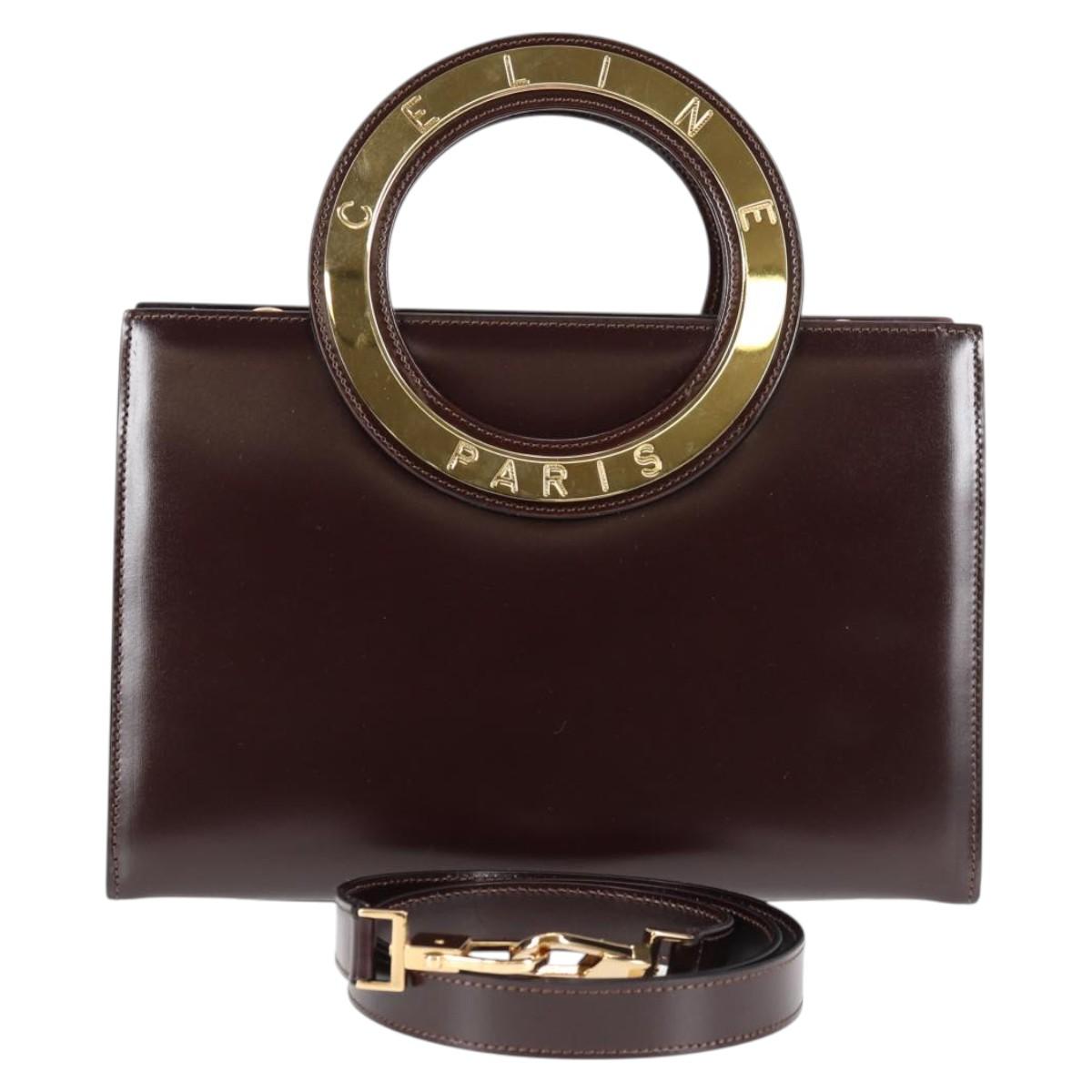 Céline Logo du cercle, Brown, Leather, handbag