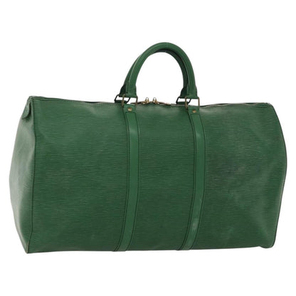 Louis Vuitton Keepall 50, Green, Leather, travel