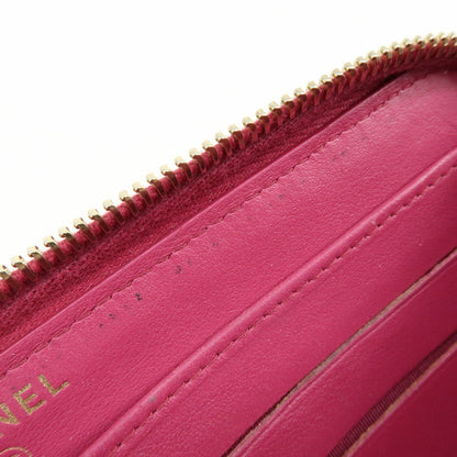 Chanel Zip Around Camellia Patent, Pink, Calfskin, Wallet