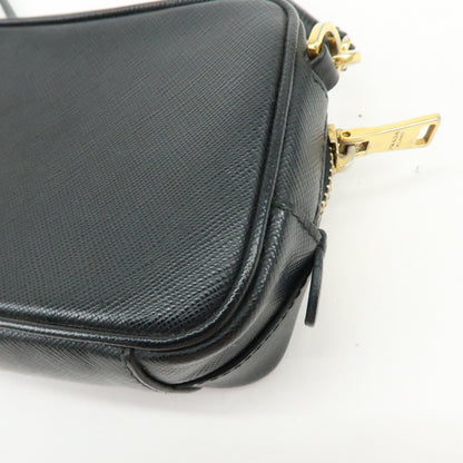 Prada Bow Camera Saffiano Leather, Black, Leather, Crossbody Bag