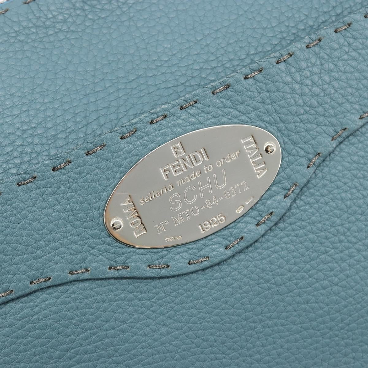 Fendi Vintage Selleria Zip Messenger Leather, Blue, Leather, Shoulder Bag