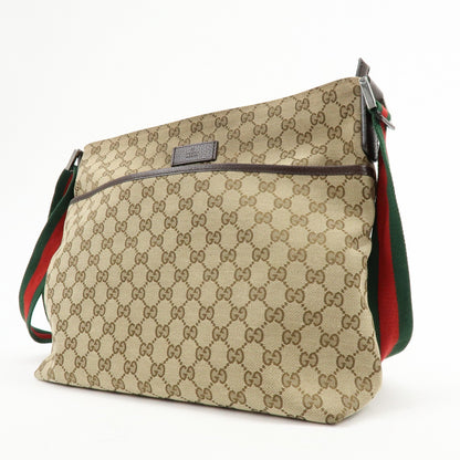 Gucci Web Strap Zip Messenger GG Canvas, Beige, Canvas, Handbag