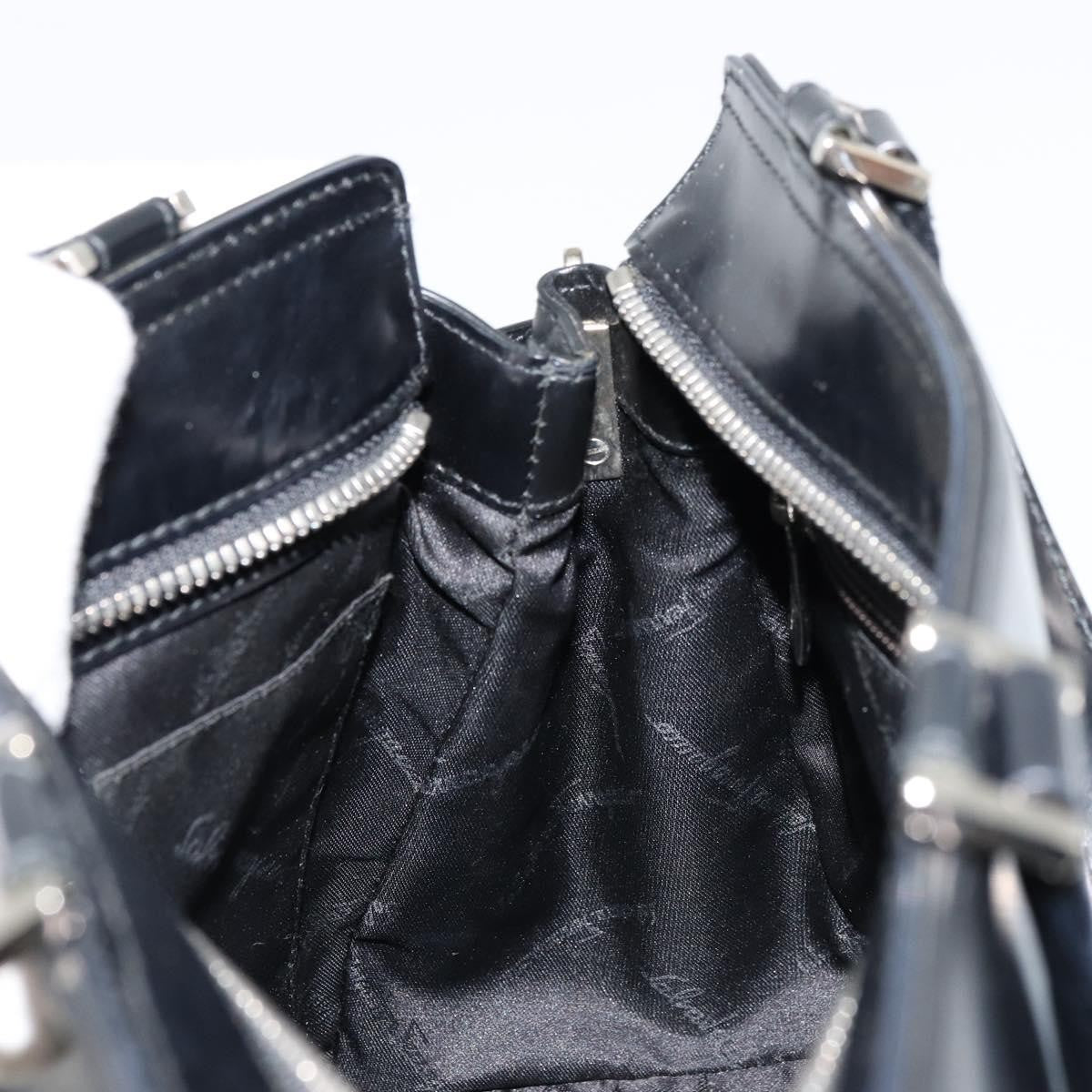 Salvatore Ferragamo Double Gancini Side Buckle Leather, Black, Leather, Tote Bag