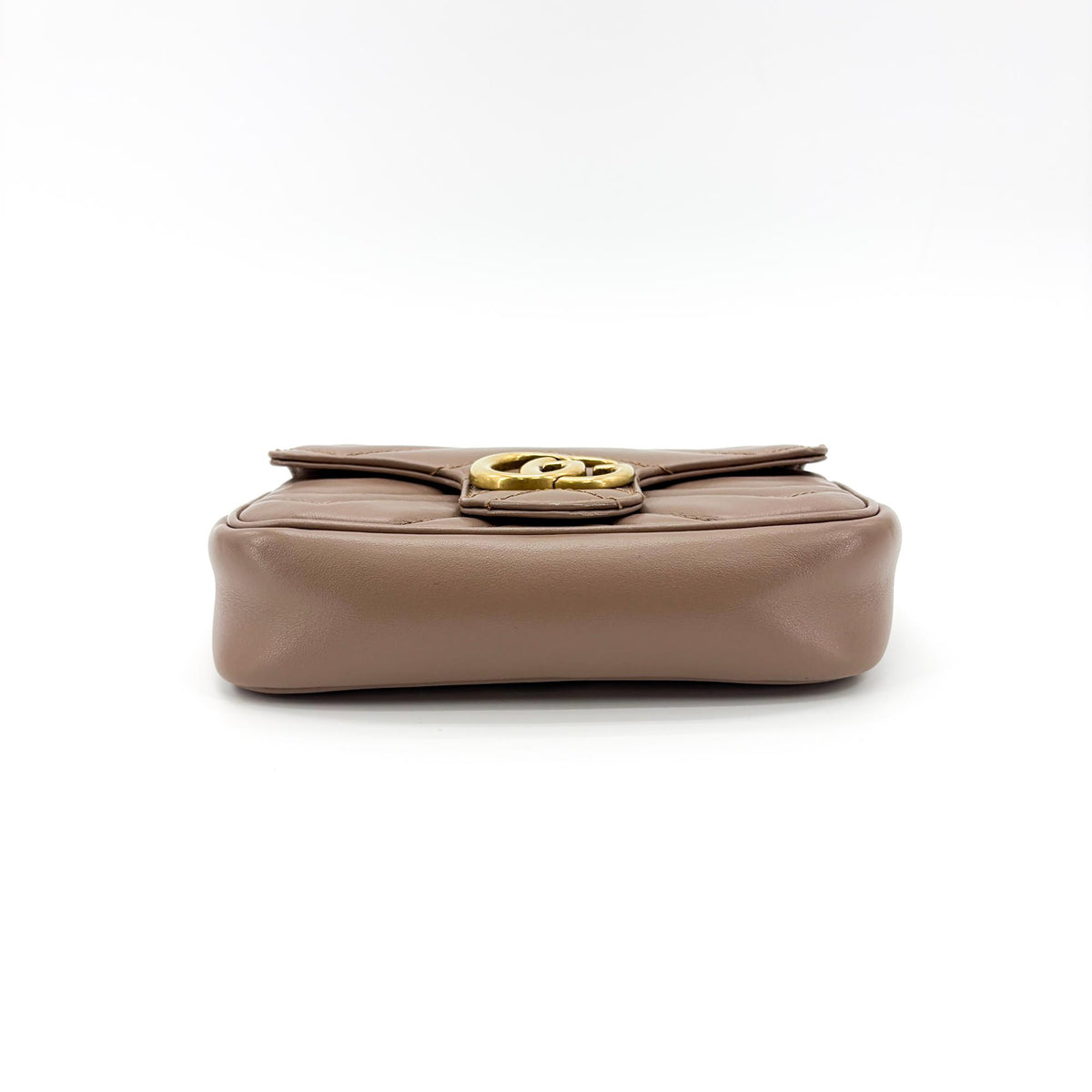 Gucci GG Marmont Flap Chevron Leather, Beige, Leather, Shoulder Bag