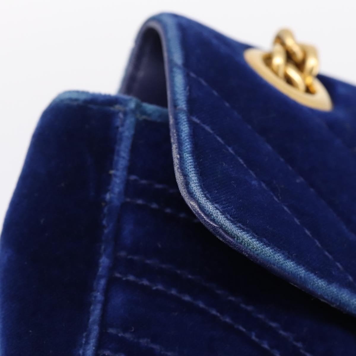 Gucci GG Marmont Matelassé Velvet, Blue, Velvet, Shoulder Bag