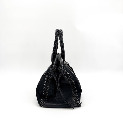 Prada Envelope Flap Bag with Nylon Strap Saffiano with City Calf, Black, Nylon, Handbag