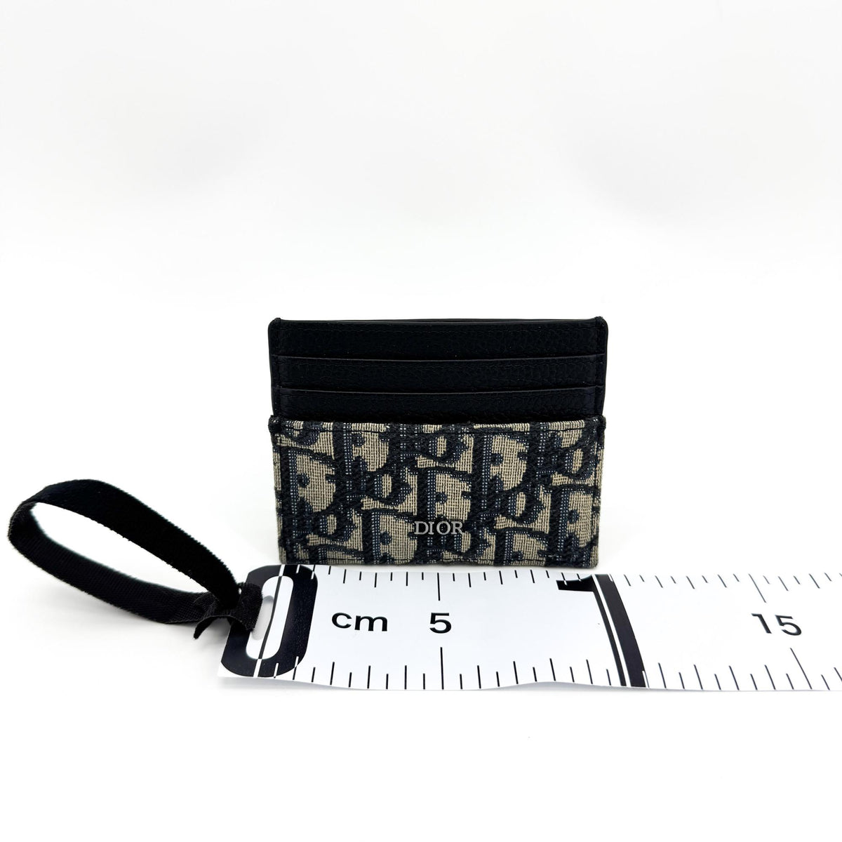 Christian Dior Card Holder Oblique Canvas and Leather, Black, Canvas, Card Holder