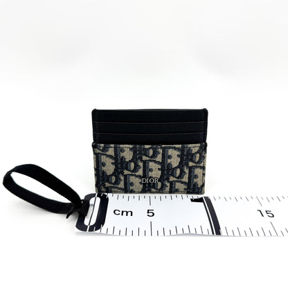 Christian Dior Card Holder Oblique Canvas and Leather, Black, Canvas, Card Holder