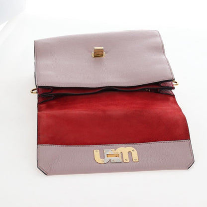 Miu Miu Logo Flap Leather, Pink, Leather, Crossbody Bag