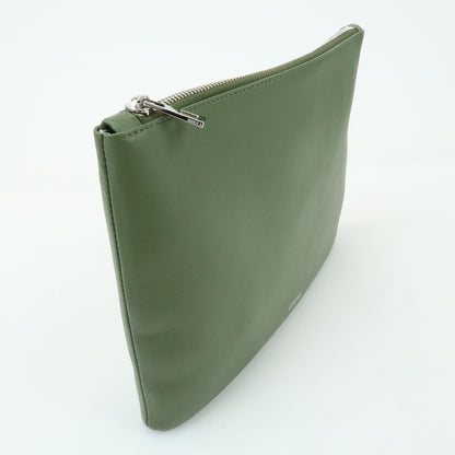 Loewe T Pouch Leather, Green, Leather, Clutch