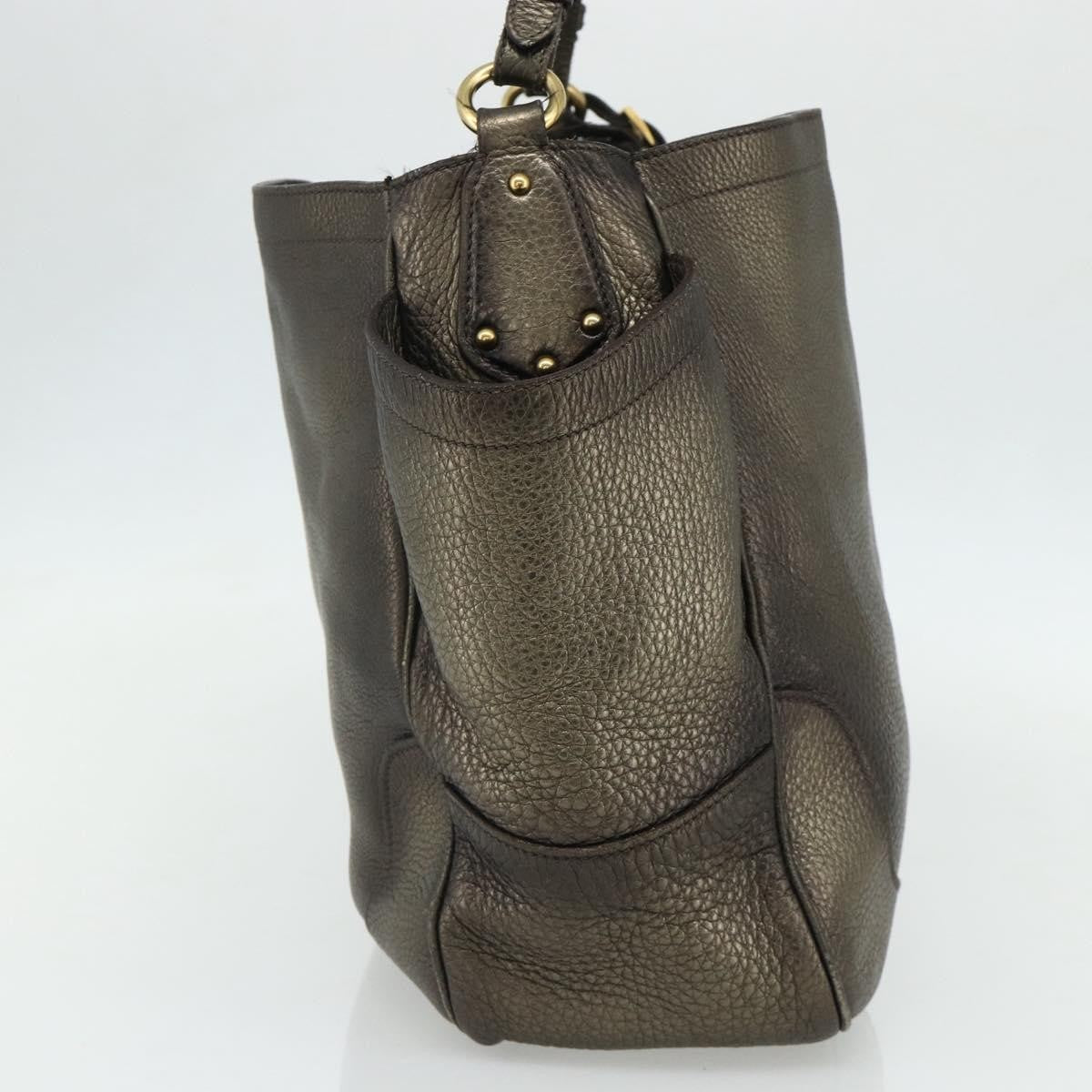 Prada Side Pocket Hobo Vitello Daino, Gold, Leather, Shoulder Bag