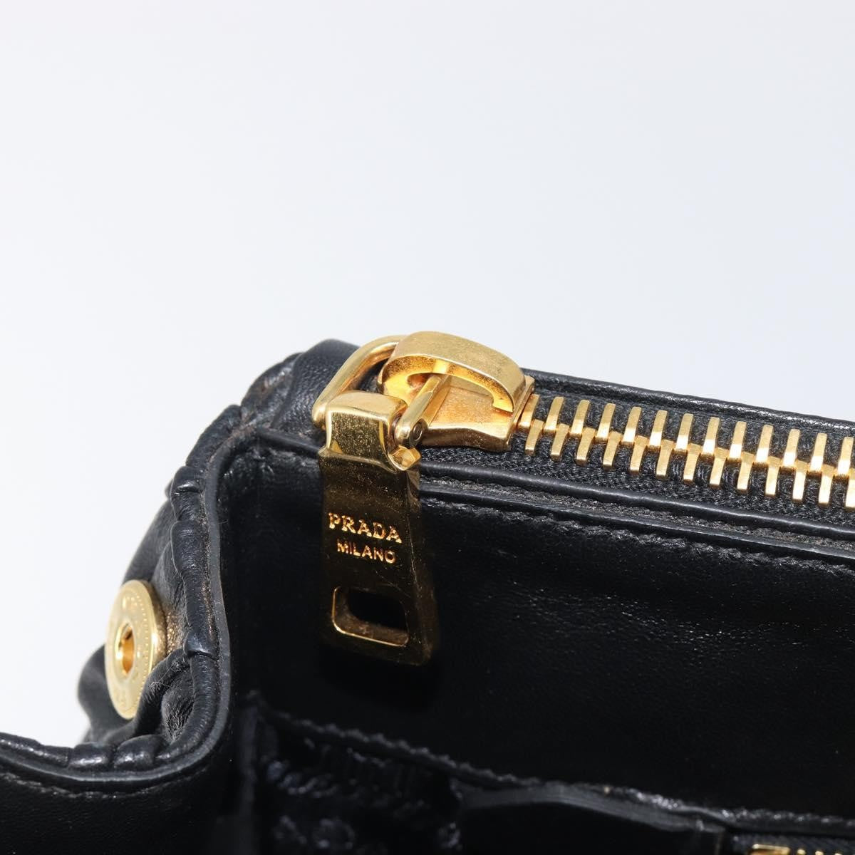 Prada Gaufre Double Zip Convertible Nappa Leather, Black, Leather, Tote Bag