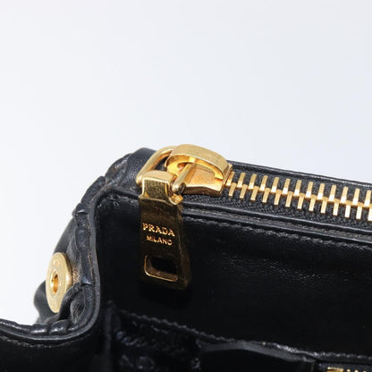 Prada Gaufre Double Zip Convertible Nappa Leather, Black, Leather, Tote Bag
