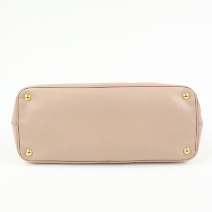 Prada Galleria Double Zip Saffiano Leather, Pink, Leather, Tote Bag