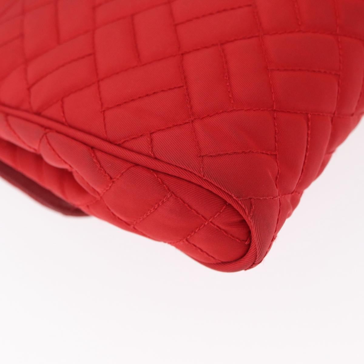 Prada Pushlock Chain Flap Quilted Tessuto, Red, Nylon, Shoulder Bag