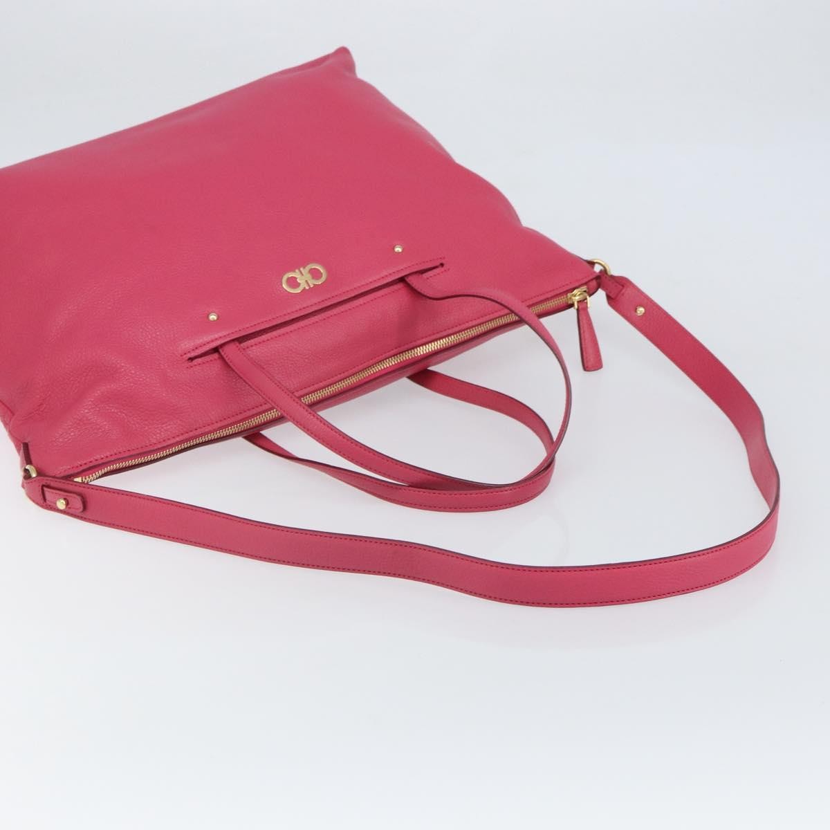 Salvatore Ferragamo Gancini Tote Leather, Pink, Leather, Tote Bag
