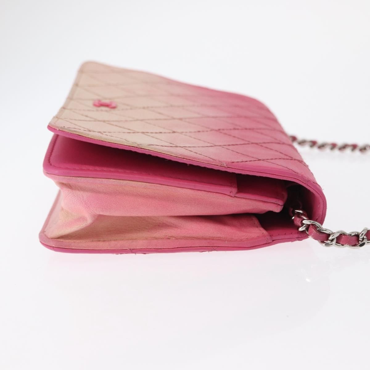 Chanel Wallet on Chain Quilted Ombre Lambskin, Pink, Leather, Crossbody Bag