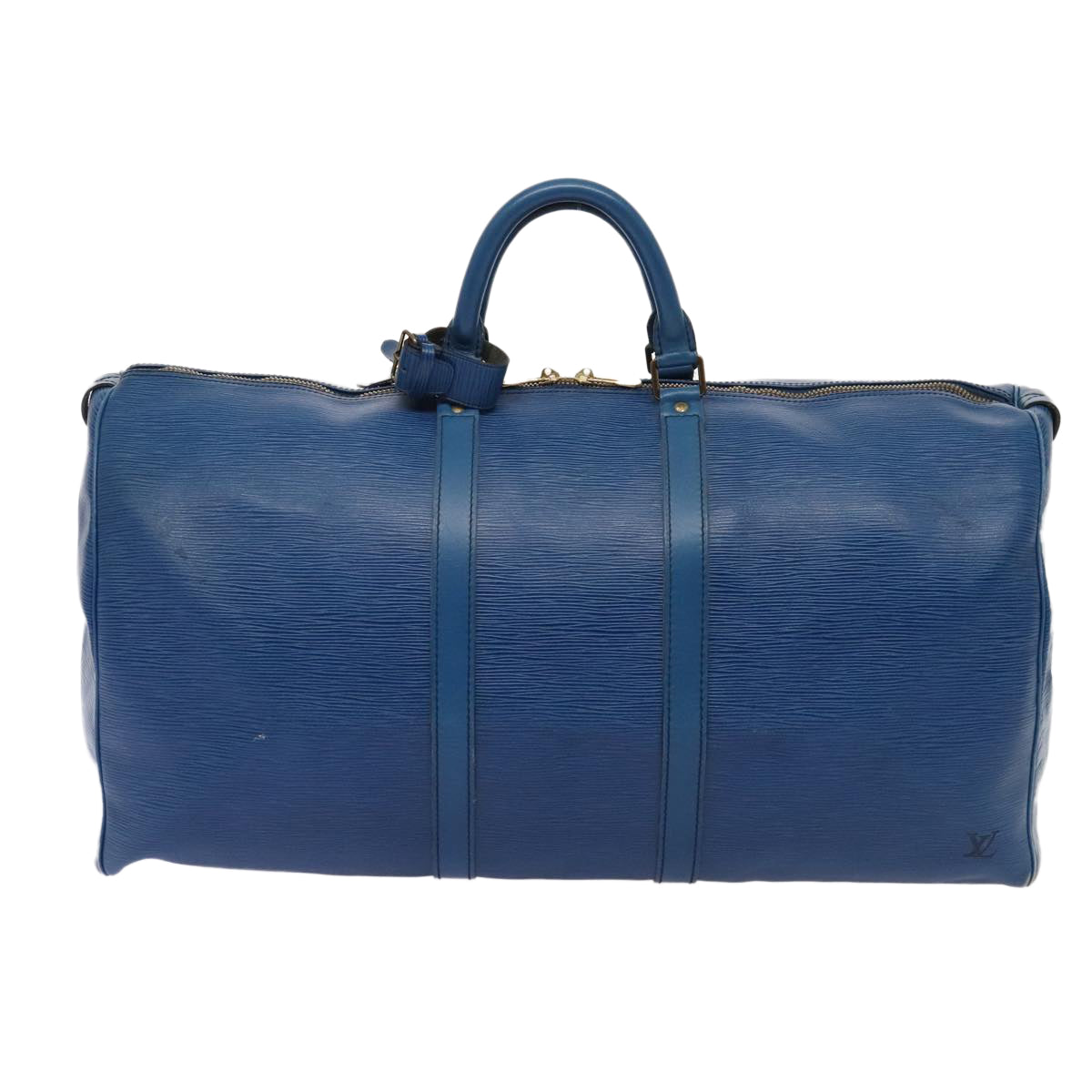 Louis Vuitton Keepall 55, Blue, Leather, travel