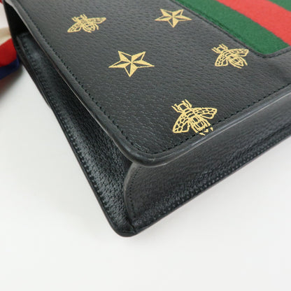 Gucci Sylvie Printed Leather, Black, Leather, Shoulder Bag