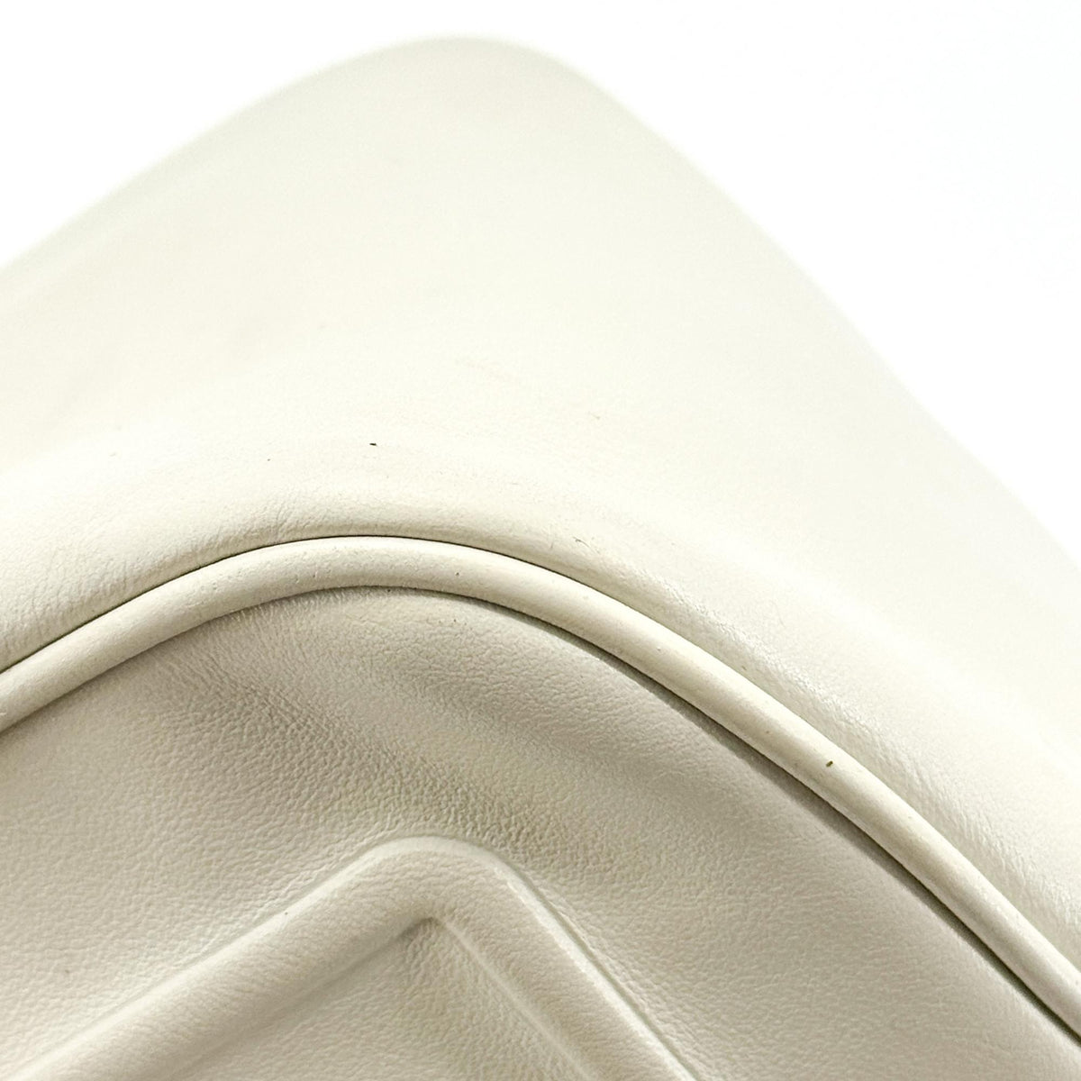 Prada Triangle Logo Zip Leather, White, Leather, Crossbody Bag