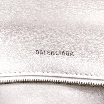 Balenciaga Hourglass Top Handle Leather, White, Leather, Handbag
