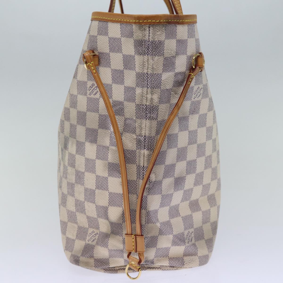 Louis Vuitton Neverfull MM, White, Canvas, tote