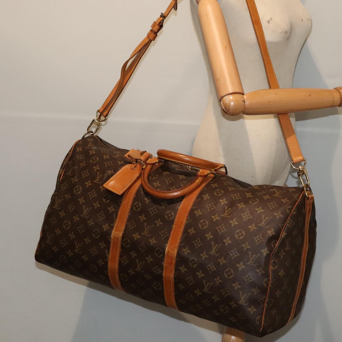 Louis Vuitton Keepall Bandouliere 55, Brown, Canvas, travel