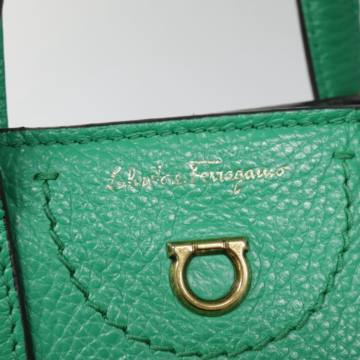 Salvatore Ferragamo Gancini, Green, Leather, handbag