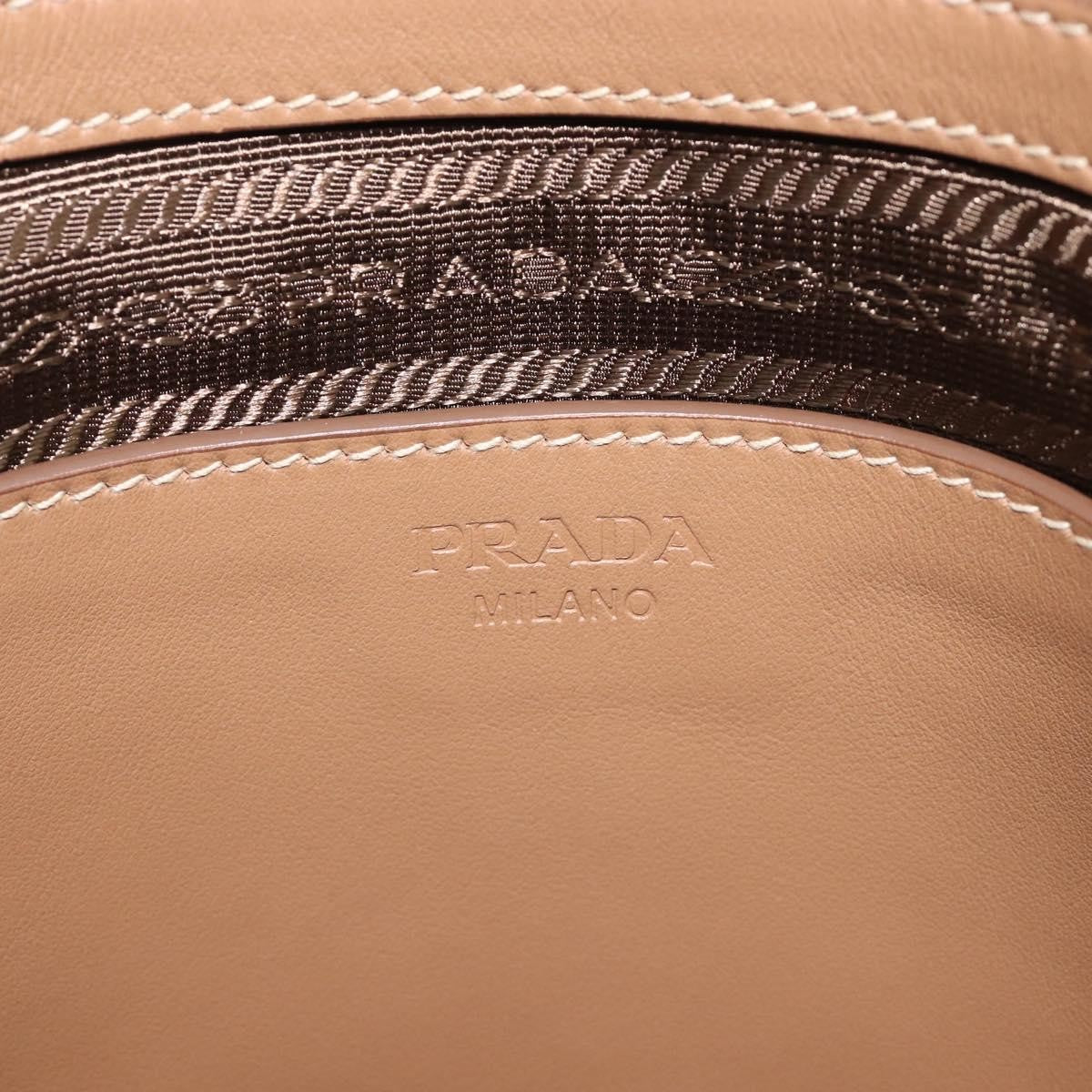 Prada Covered Strap Open City Calfskin, Beige, Leather, Tote Bag