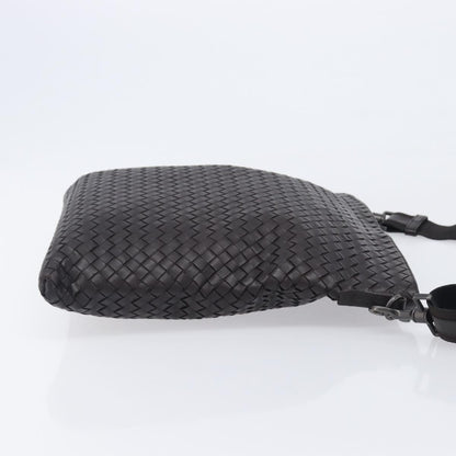 Bottega Veneta Flat Messenger Intrecciato Nappa, Black, Leather, Handbag