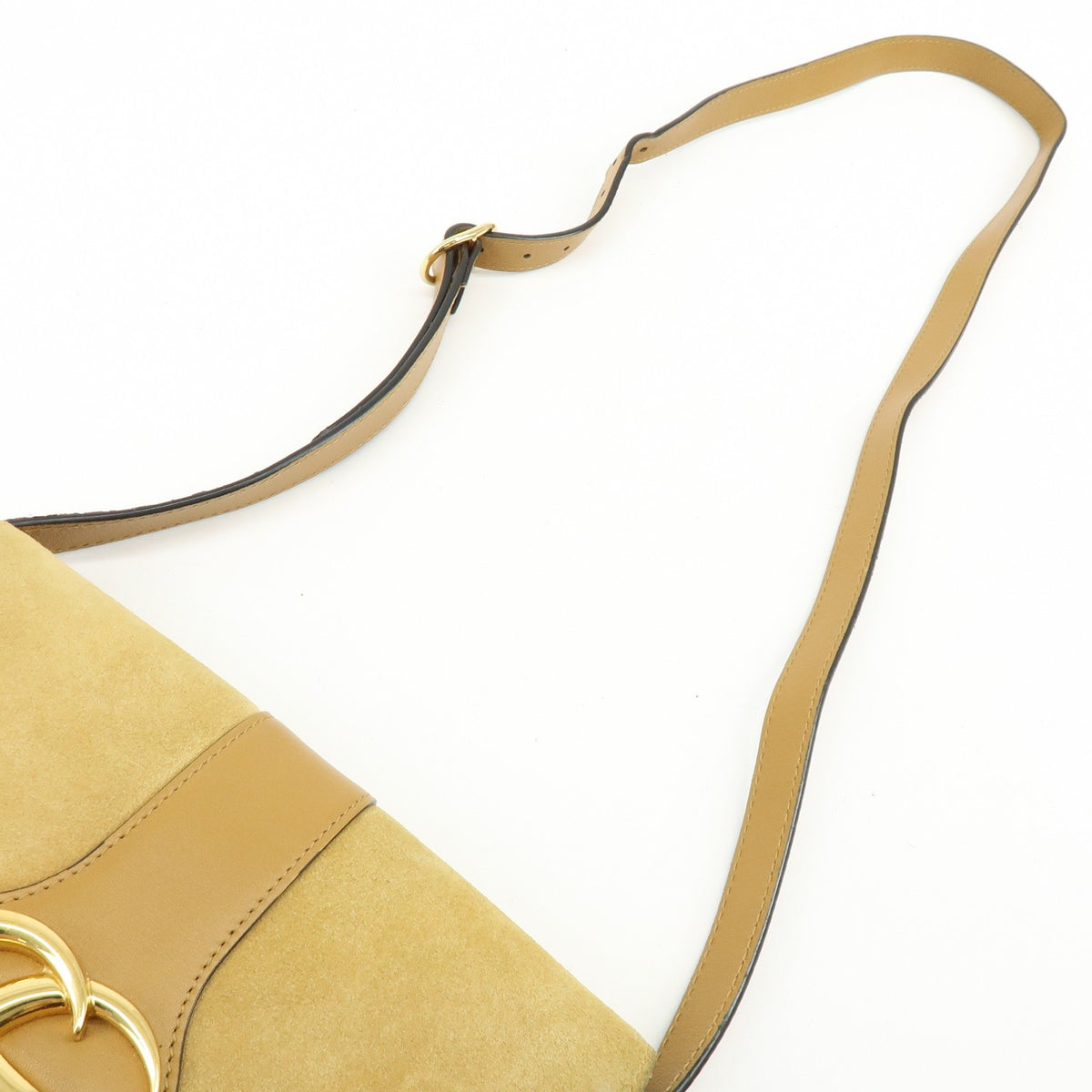 Gucci Arli Suede with Leather, Beige, Suede, Shoulder Bag
