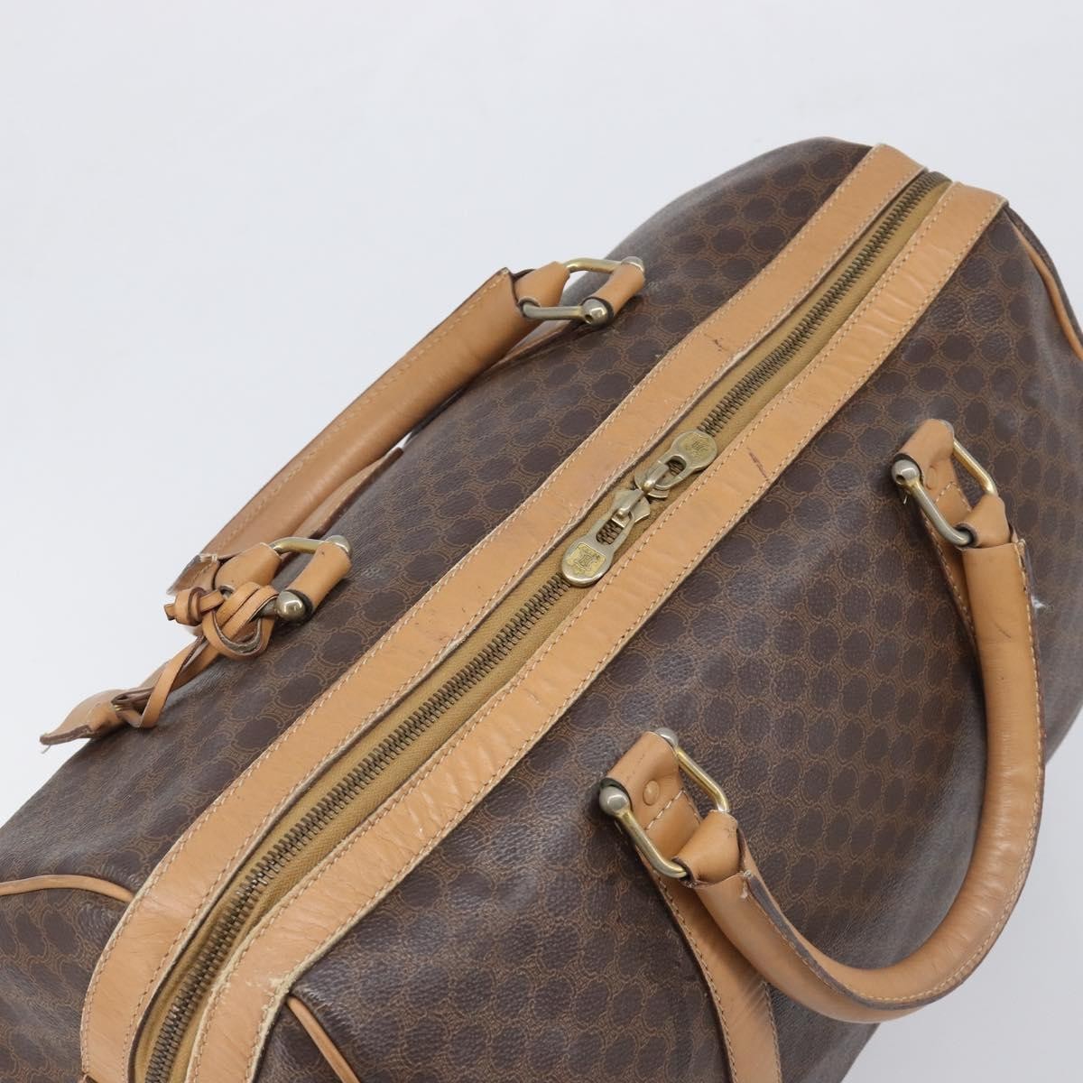 Celine Vintage Duffle Macadam Coated Canvas, Brown, Canvas, Handbag